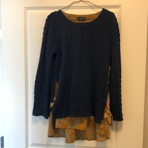 Cabled sweater with flower lining (M)